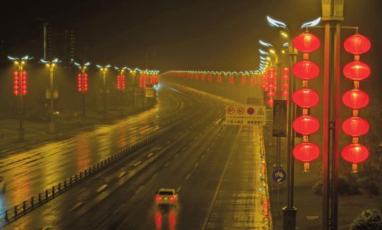 石刻大道灯饰。